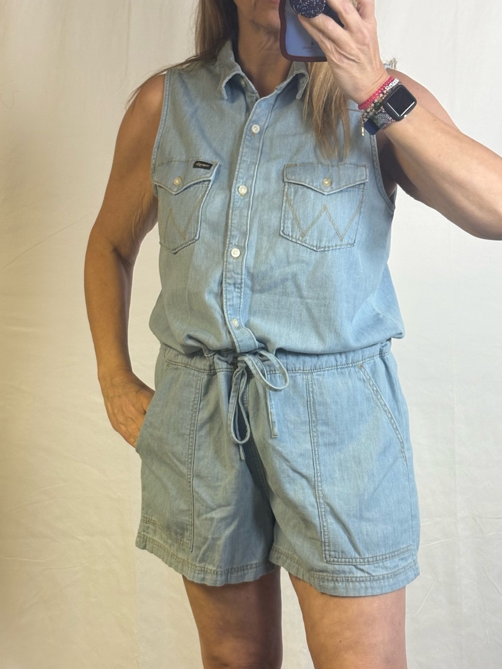 Wrangler Light Blue Denim Sleeveless Romper